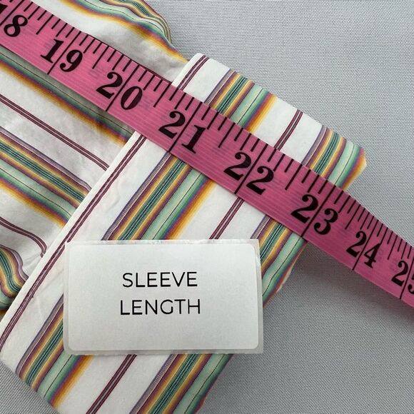 Men's Thomas Pink Striped Long Sleeve French Cuff Dress Shirt 16 1/2 /42 cm - Picture 7 of 9